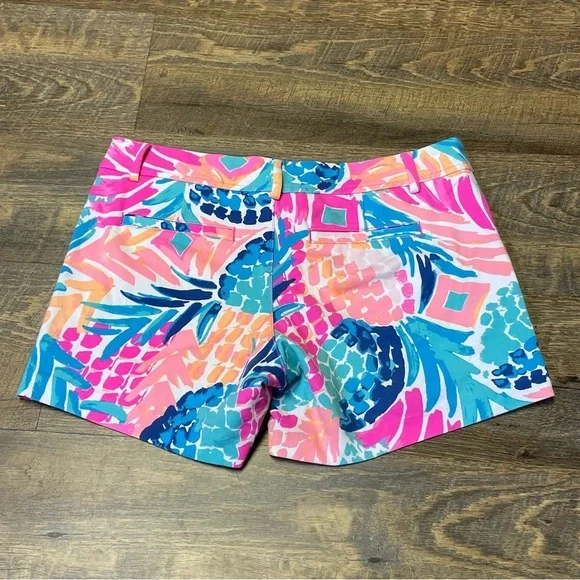 Lilly Pulitzer Pink Blue Womens 6 Callahan Floral Aloha Beachy Tropical Shorts - Picture 5 of 8